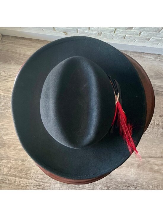 Vintage Georgi Newman Marcus Black Felt Feathered Hat with Bow Detail main image 8